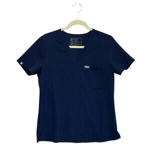 FIGS Catarina One Pocket Scrub Top Women's Sz S Navy Nurse Comfort Minimalist